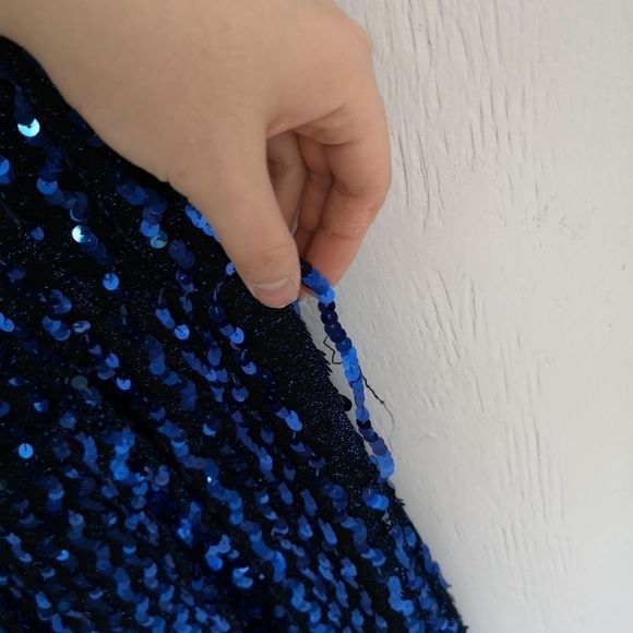 Vintage 80s/90s Blue Sequin Dress Climax Size M - Picture 6 of 9